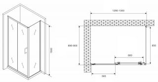 Душевой уголок ABBER Schwarzer Diamant AG301305-S905 130x90см хром